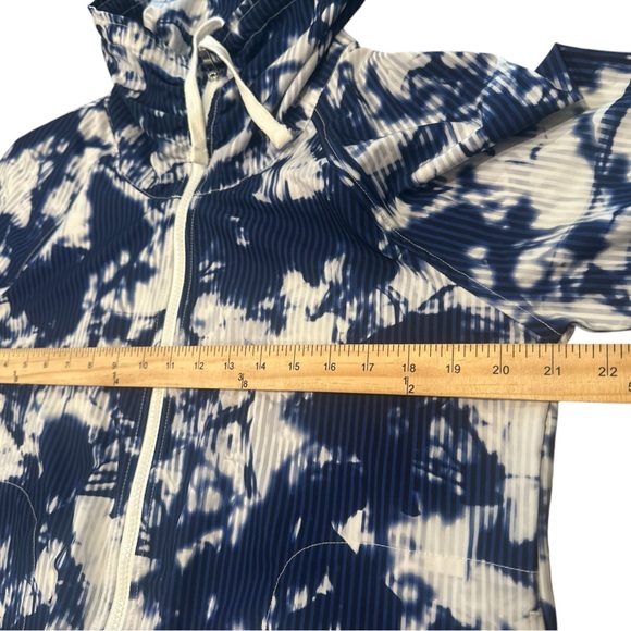 Love Life Live Zip Up Jacket Size Small Navy White Tie Dye Print Lightweight - Picture 10 of 12